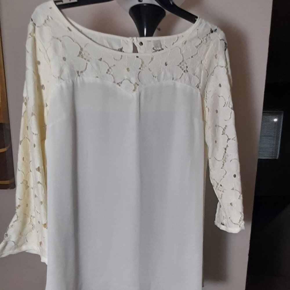 Cream colored silky lace Top